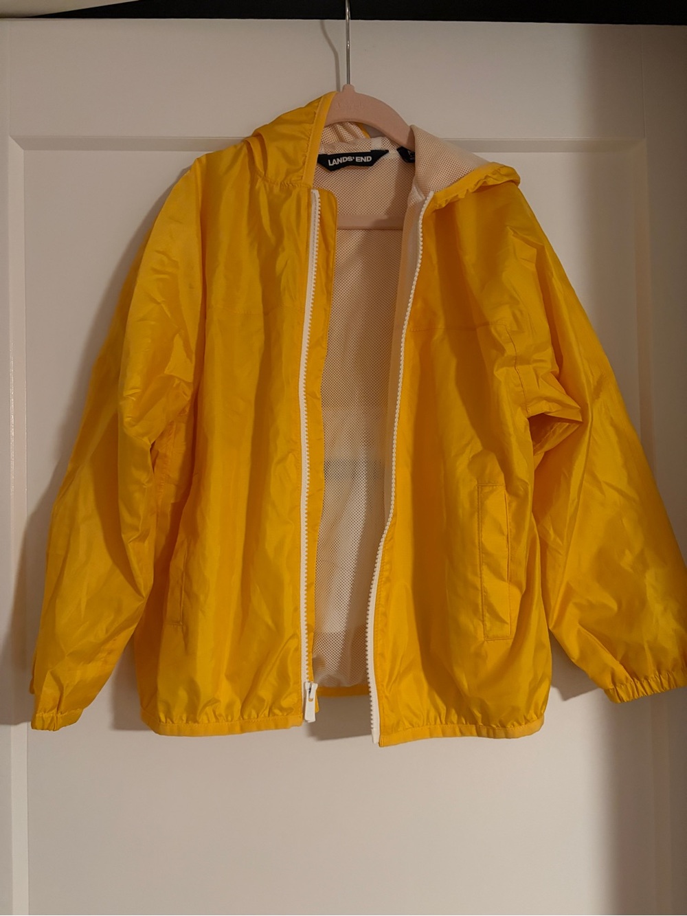 Kids Lands' End Bright Yellow Hooded Windbreaker